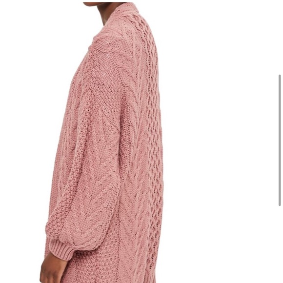 TOPSHOP Cable Knit Balloon Sleeve Cardigan Sweater - Dusty Rose - Size 2 - Picture 5 of 6